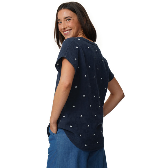 Damen Musselin-Bluse mit Herz-Stickerei