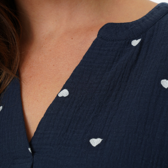 Damen Musselin-Bluse mit Herz-Stickerei