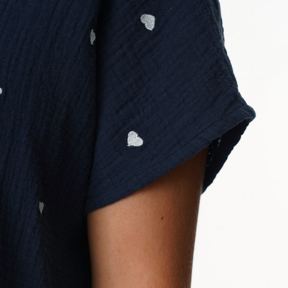 Damen Musselin-Bluse mit Herz-Stickerei