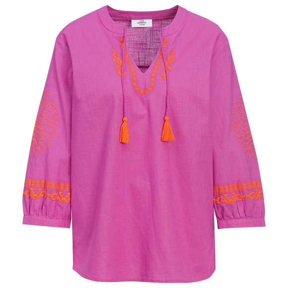 Damen Tunika mit Stickerei pink