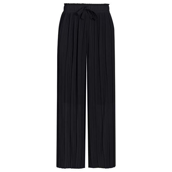 Damen Plissee-Hose mit weitem Bein schwarz