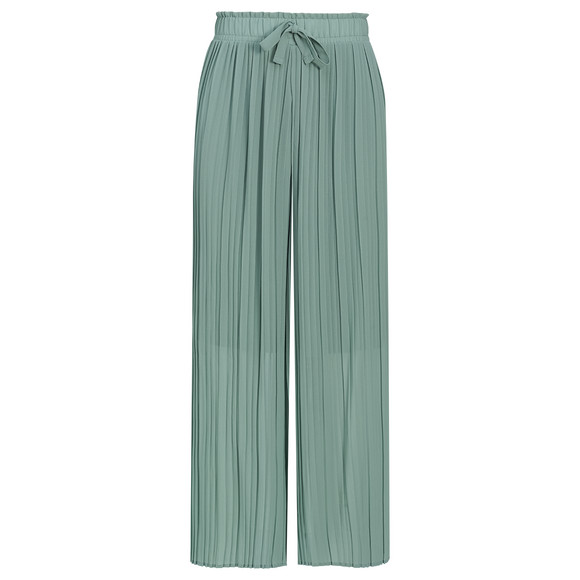 Damen Plissee-Hose mit weitem Bein oliv