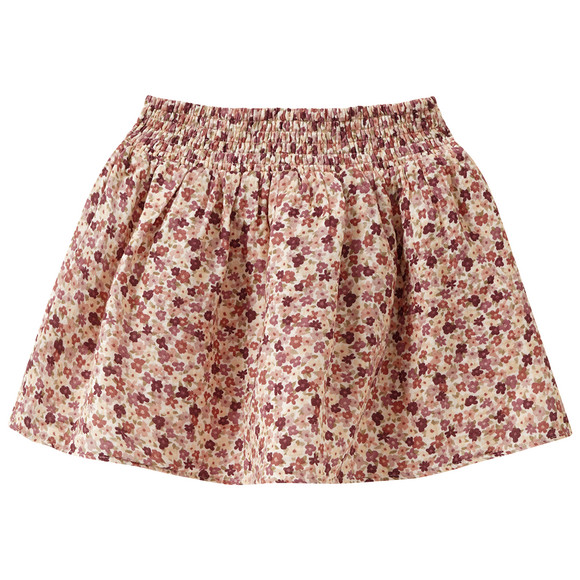 Mädchen Musselinrock mit Smok-Bund creme / rosa