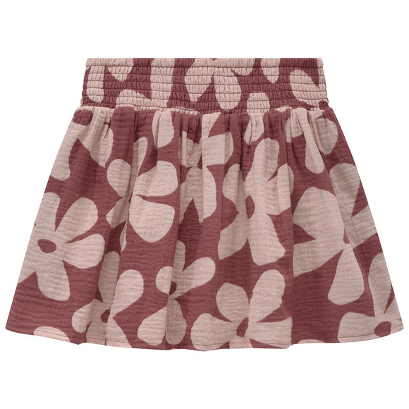 Mädchen Musselinrock mit Smok-Bund beere / rosa
