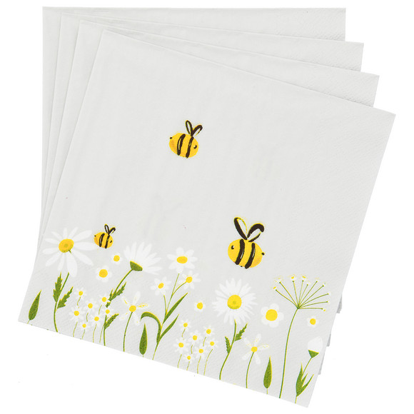 20 Servietten mit Bienen-Dessin