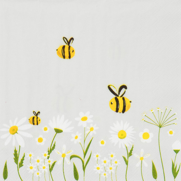 20 Servietten mit Bienen-Dessin