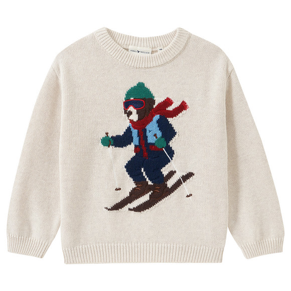 Jungen Strickpullover mit Hunde-Motiv