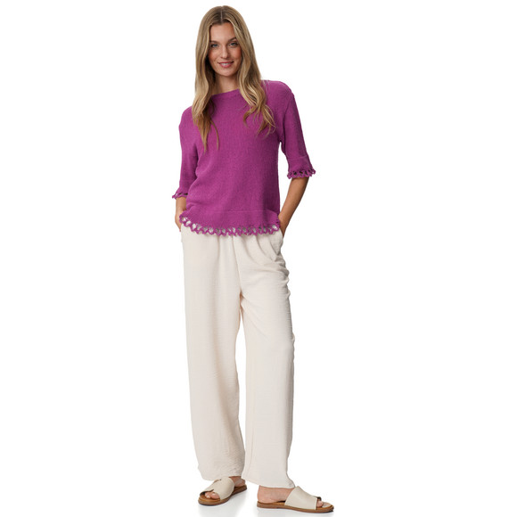 Damen Strickshirt mit Wellenbündchen