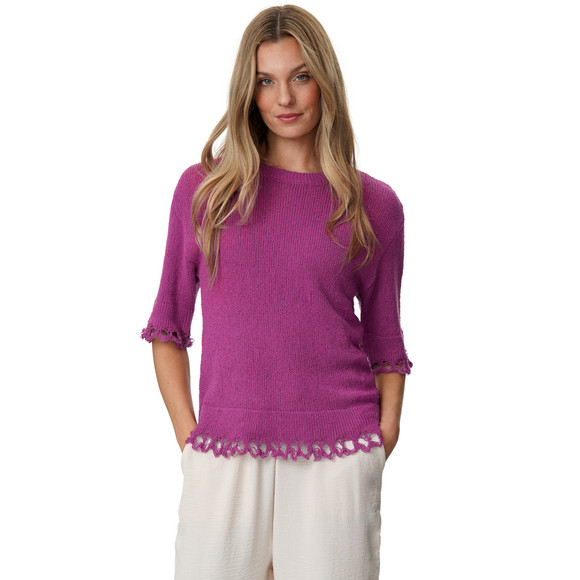 Damen Strickshirt mit Wellenbündchen