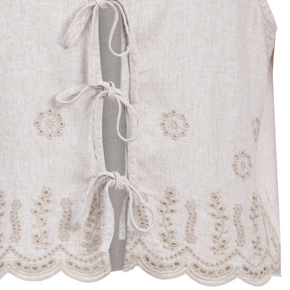 Damen Leinen-Weste mit Bindebändern