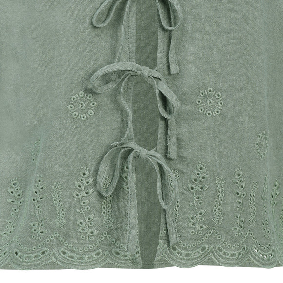 Damen Leinen-Weste mit Bindebändern