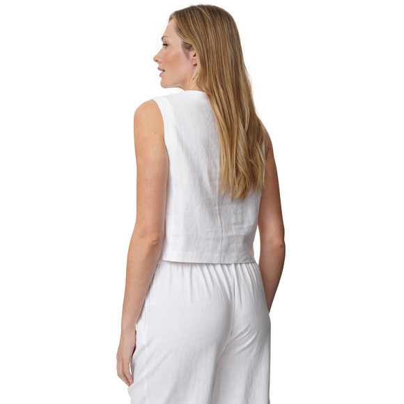 Damen Leinen-Weste mit Knopfleiste