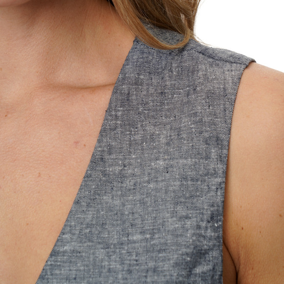 Damen Leinen-Weste mit Knopfleiste