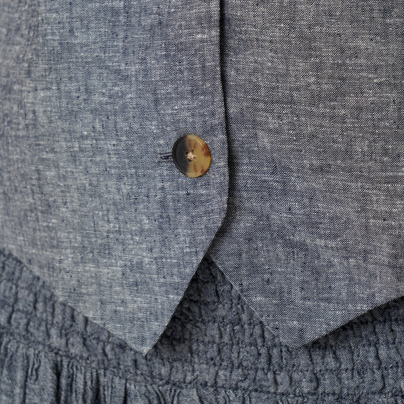 Damen Leinen-Weste mit Knopfleiste