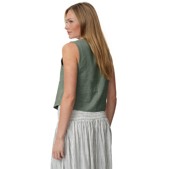 Damen Leinen-Weste mit Knopfleiste