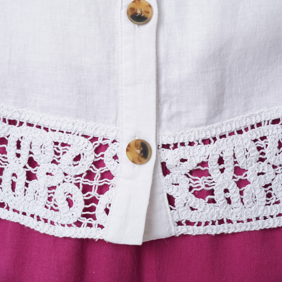 Damen Leinen-Bluse mit Spitze