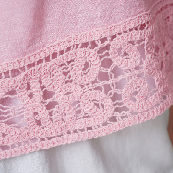 Damen Leinen-Bluse mit Spitze