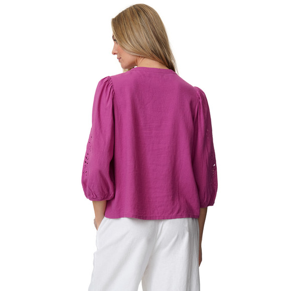 Damen Leinen-Bluse mit Spitze