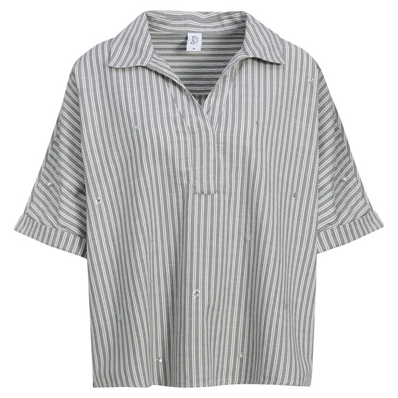 Damen Bluse mit Pailletten grau