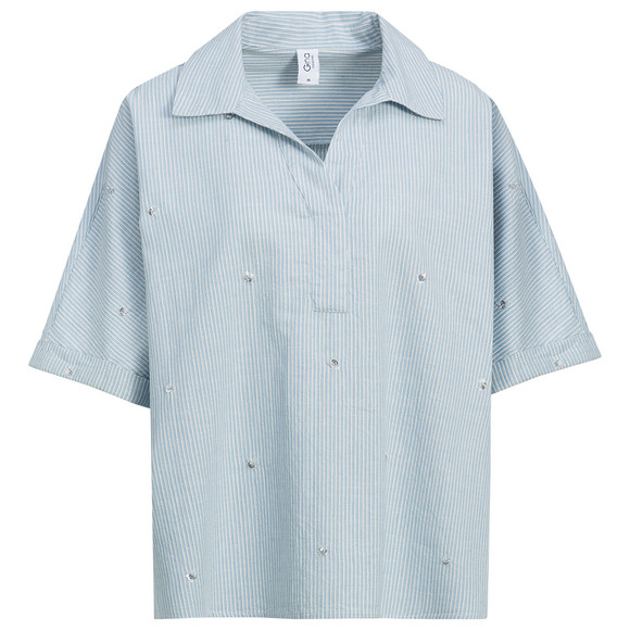 Damen Bluse mit Pailletten hellblau