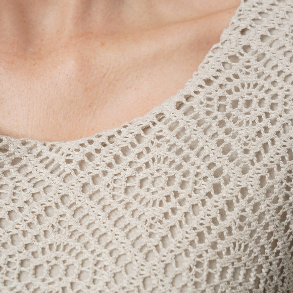 Damen Leinen-Kleid mit Häkeloberteil