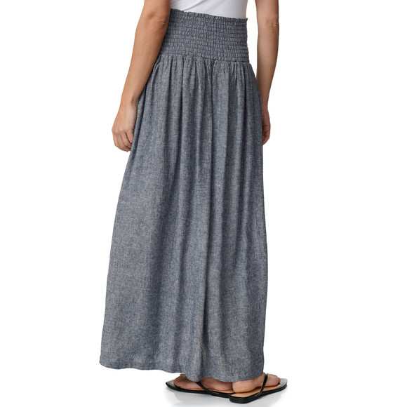 Damen Leinen-Rock mit Smokbund