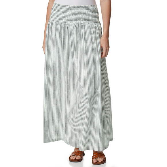 Damen Leinen-Rock mit Smokbund