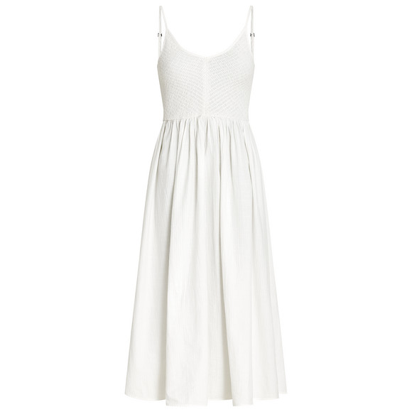 Damen Kleid mit gesmoktem Brustbereich weiss
