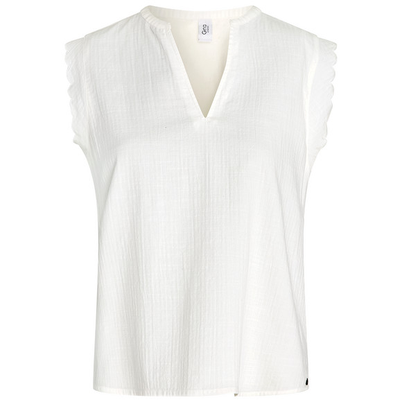 Damen Blusentop mit V-Ausschnitt weiss