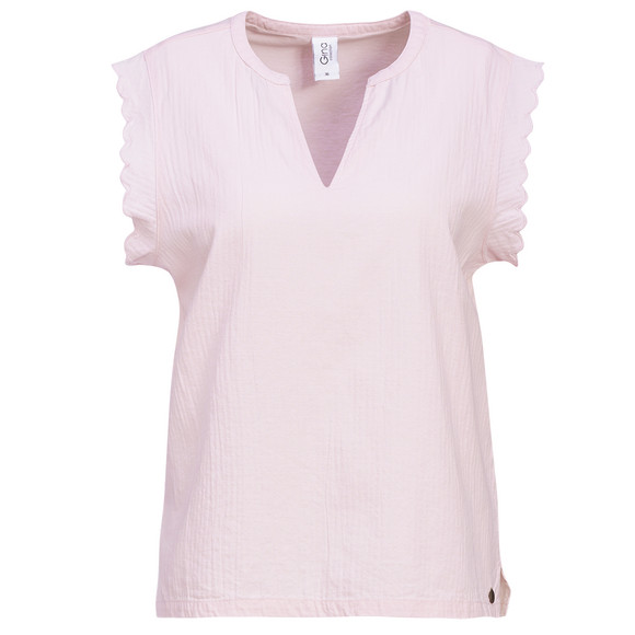 Damen Blusentop mit V-Ausschnitt rosa