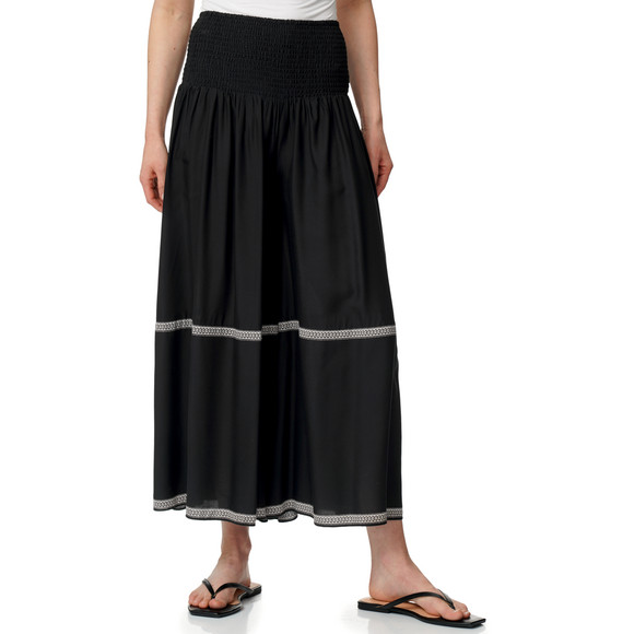Damen Wide-Leg-Hose mit Smkokbund