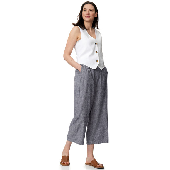 Damen Leinen-Culotte mit Elastikbund