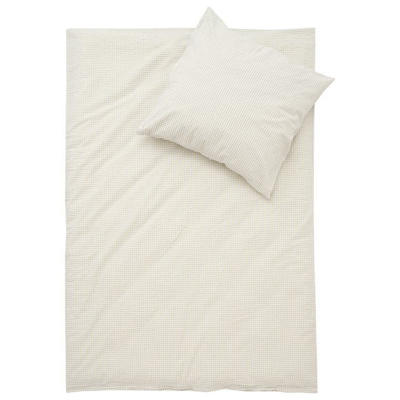 Seersucker Bettwäsche 155 x 220 cm grau / beige