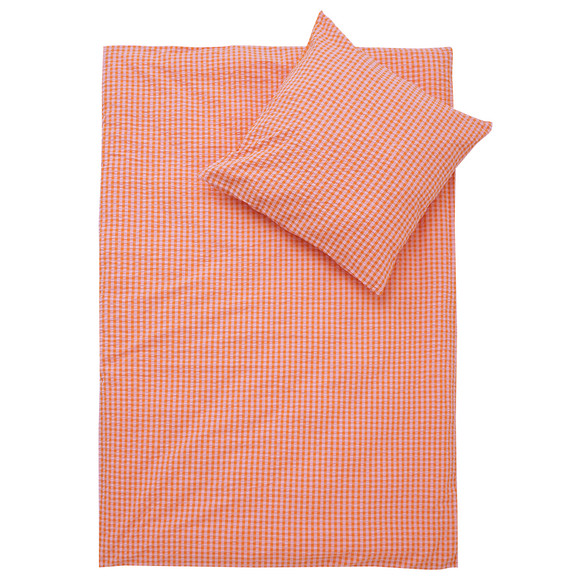 Seersucker Bettwäsche 155 x 220 cm orange / rosa