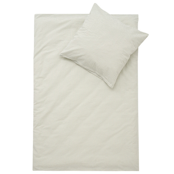 Seersucker Bettwäsche 155 x 220 cm hellgrün / beige