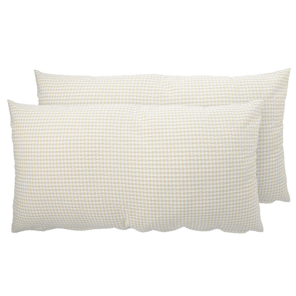 2 Seersucker Kissenhüllen grau / beige