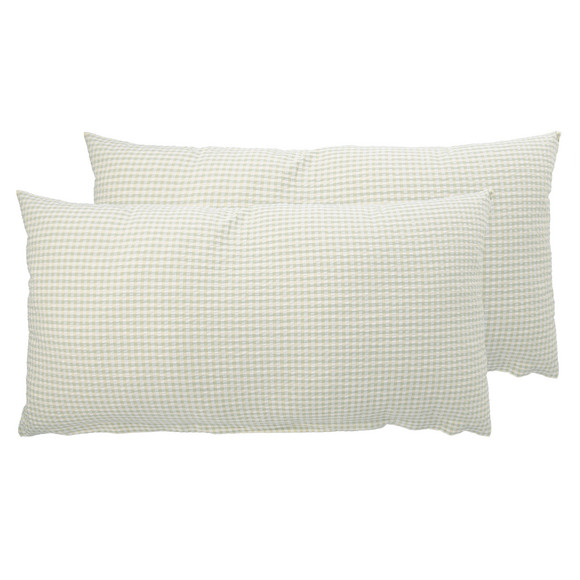 2 Seersucker Kissenhüllen hellgrün / beige