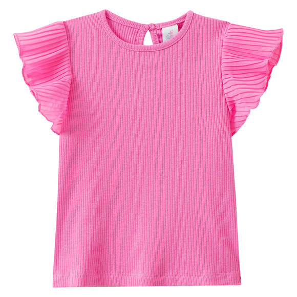 Baby T-shirt met geribbelde structuur roze