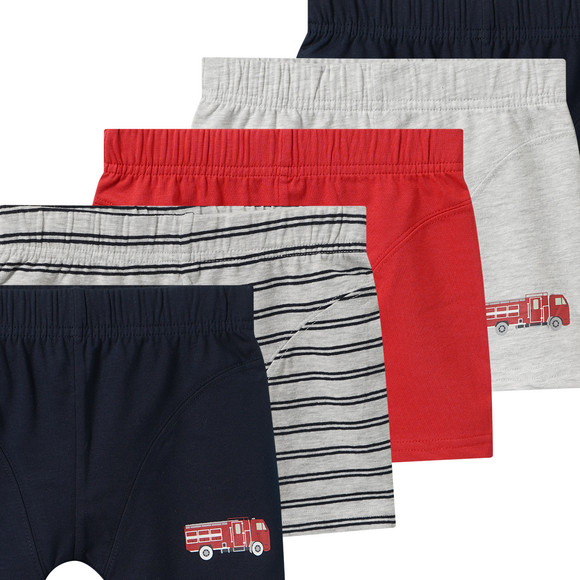 5 Jungen Boxer mit Feuerwehr-Motiven