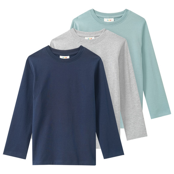 3 Jungen Langarmshirts im Basic-Look