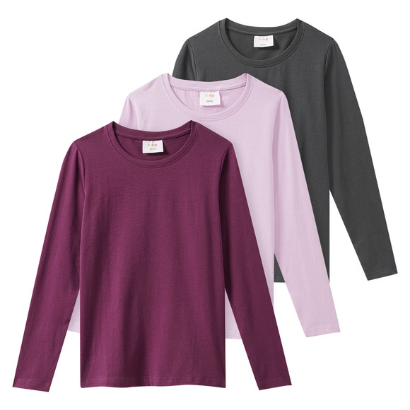 3 Mädchen Langarmshirts in Unifarben