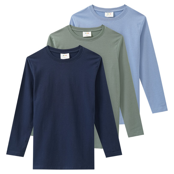3 Jungen Langarmshirts im Basic-Look