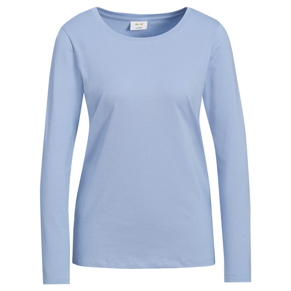 3 Damen Langarmshirts in Unifarben