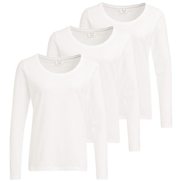 3 Damen Langarmshirts im Basic-Look