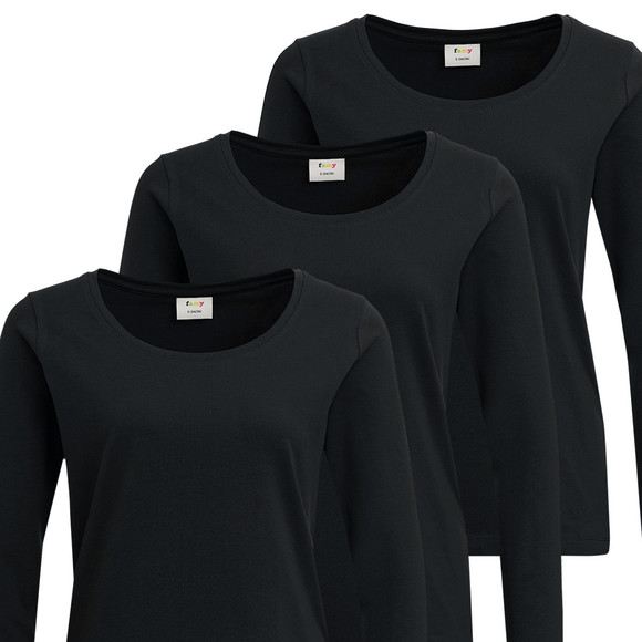 3 Damen Langarmshirts im Basic-Look