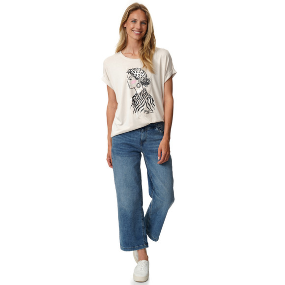 Dames-T-shirt met overslagmouwen