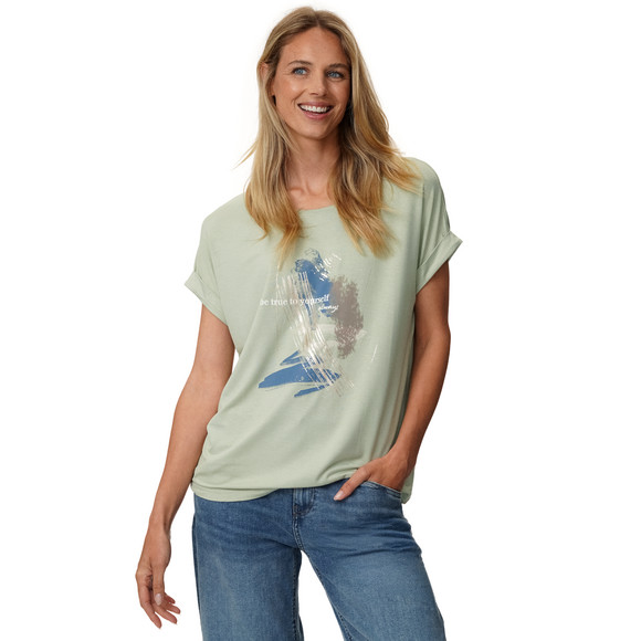 Dames-T-shirt met overslagmouwen