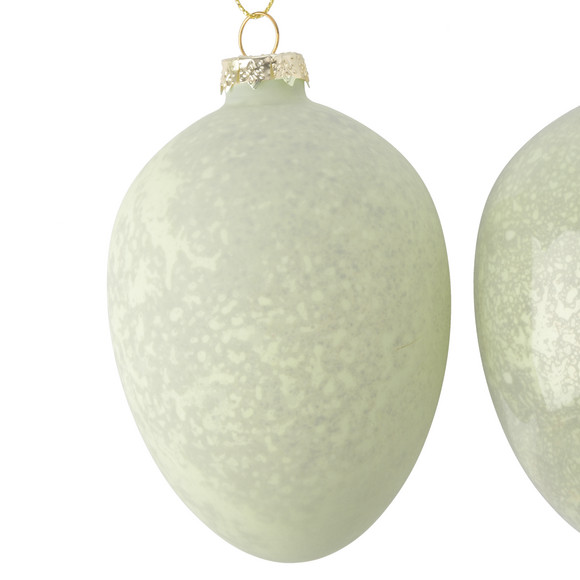 2 kleine Deko-Hänger Osterei aus Glas