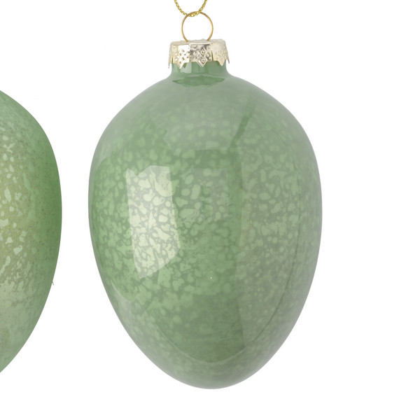 2 kleine decoratieve hangers paasei van glas