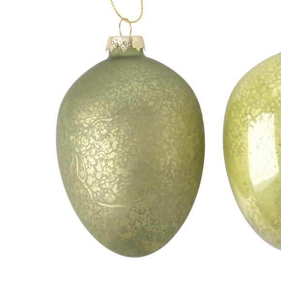 2 kleine decoratieve hangers paasei van glas